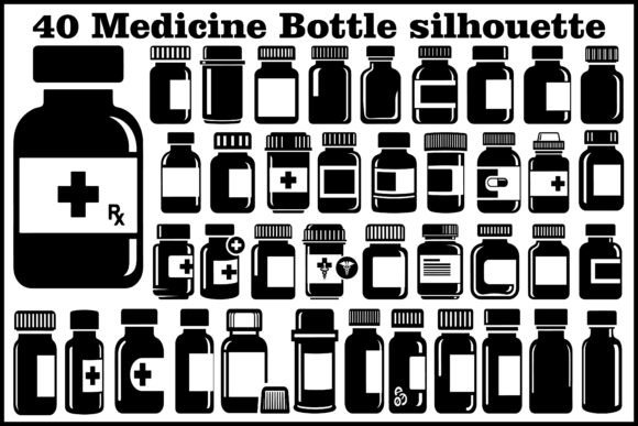 40 Medicine Bottle Icon Silhouette