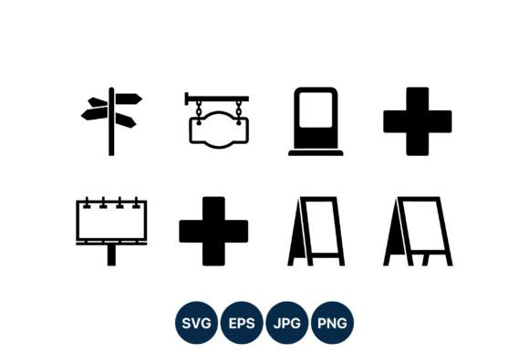 Black Signpost Board Cross Icons