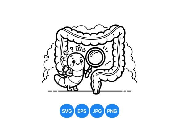 Cute Intestine Worm Illustration