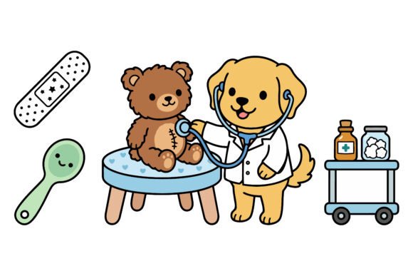 Cute Vet Dog Teddy Care Art