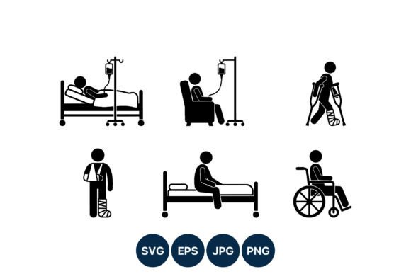 Injured Patient Crutches IV Drip Vector