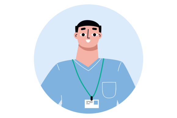 Medical Worker Round Avatar. Hospital St