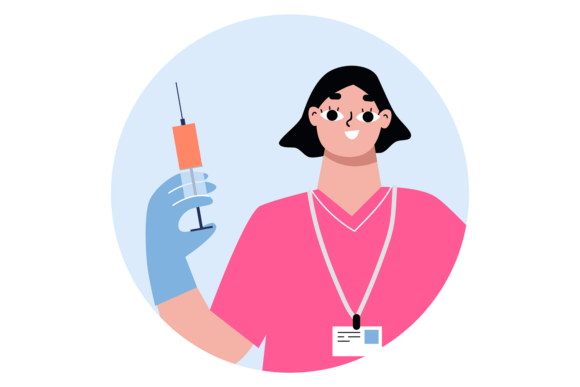 Nurse Round Avatar. Color Hospital Worke