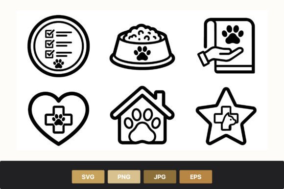 Pet Care Icons Black and White