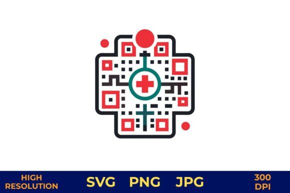 QR Code with Health Icon Vector Design