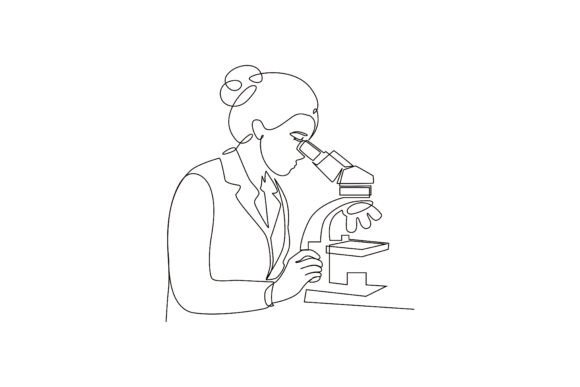 Scientist Woman Working with Microscope