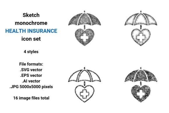 Sketch Health Insurance Icon Set