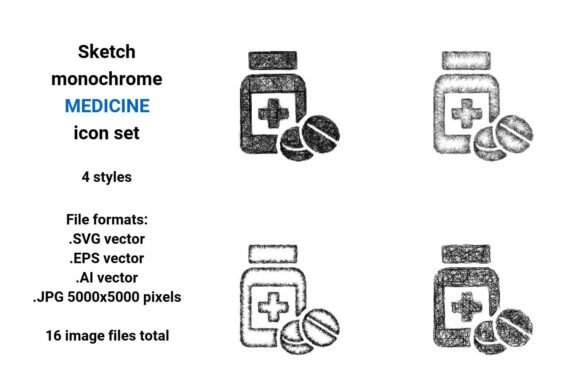 Sketch Medicine Icon Set