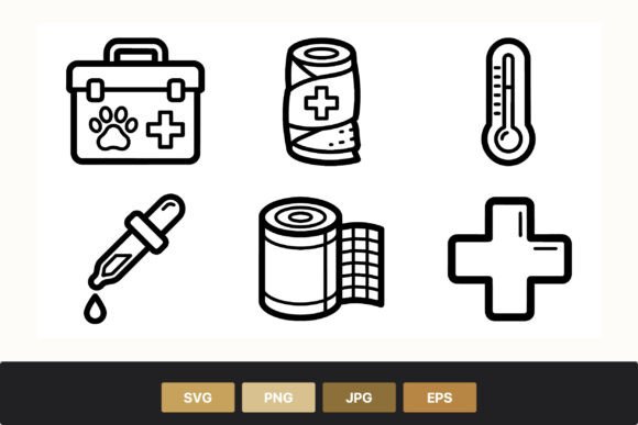 Veterinary First Aid Kit Line Art