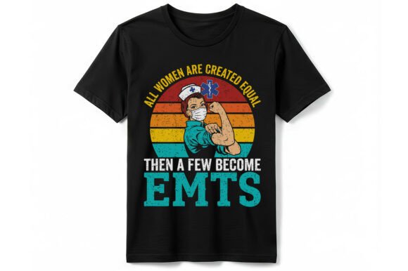 Women Become EMTs Retro Sunset T-Shirt